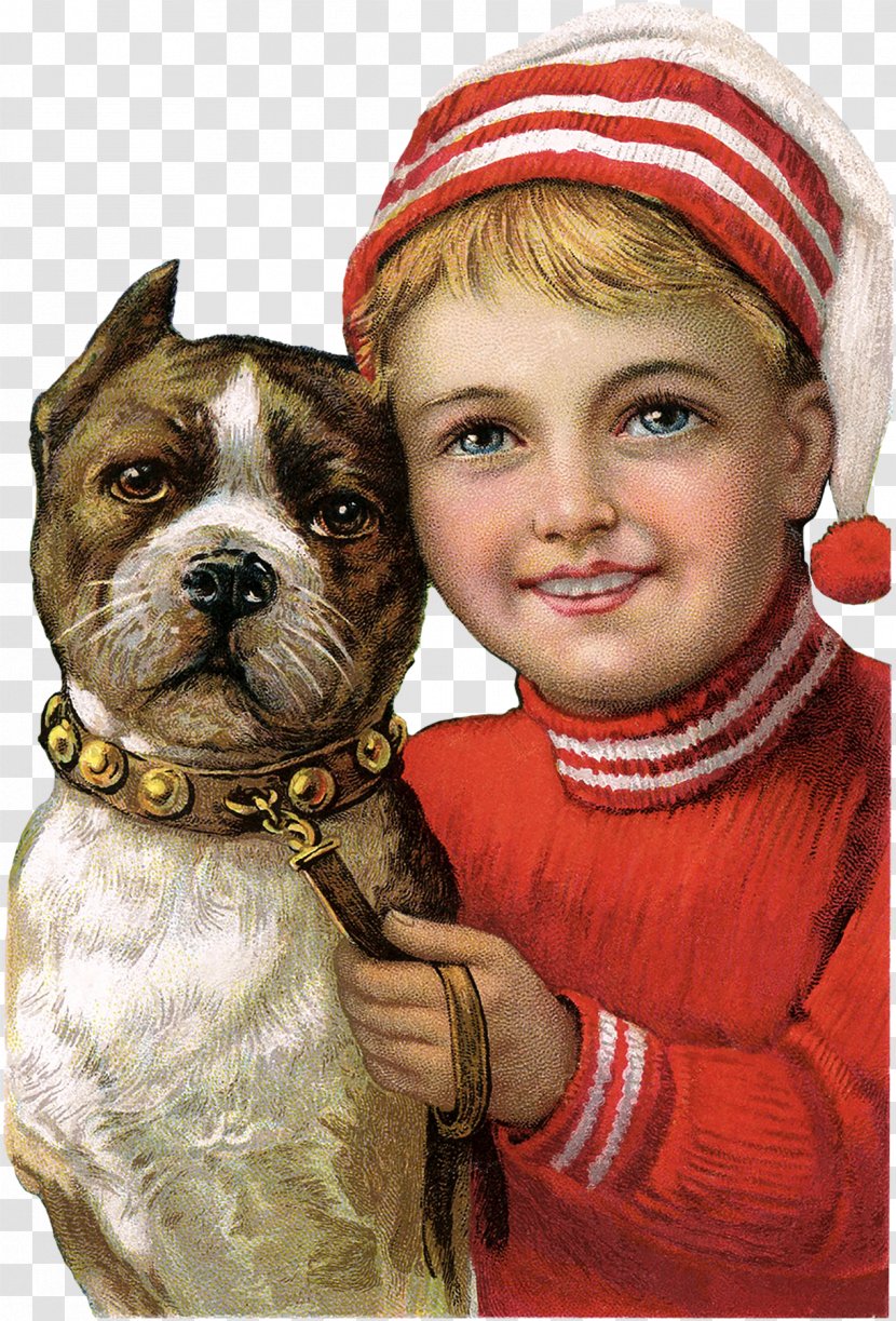 American Pit Bull Terrier Santa Claus Christmas Card Transparent PNG