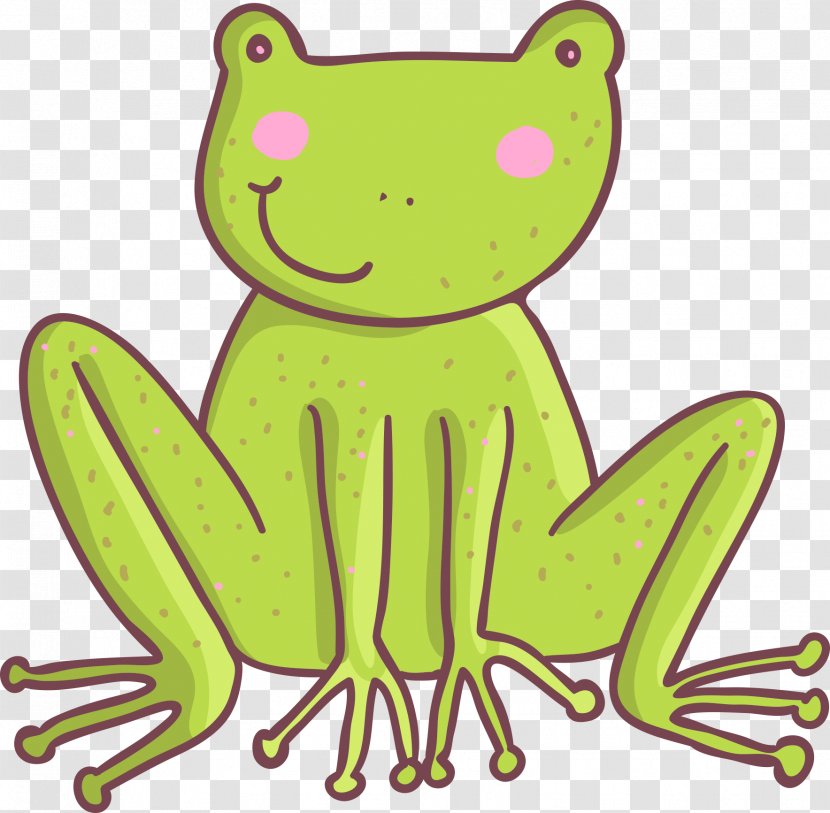 Five Little Speckled Frogs Clip Art - Fictional Character - Cartoon Green Frog Transparent PNG