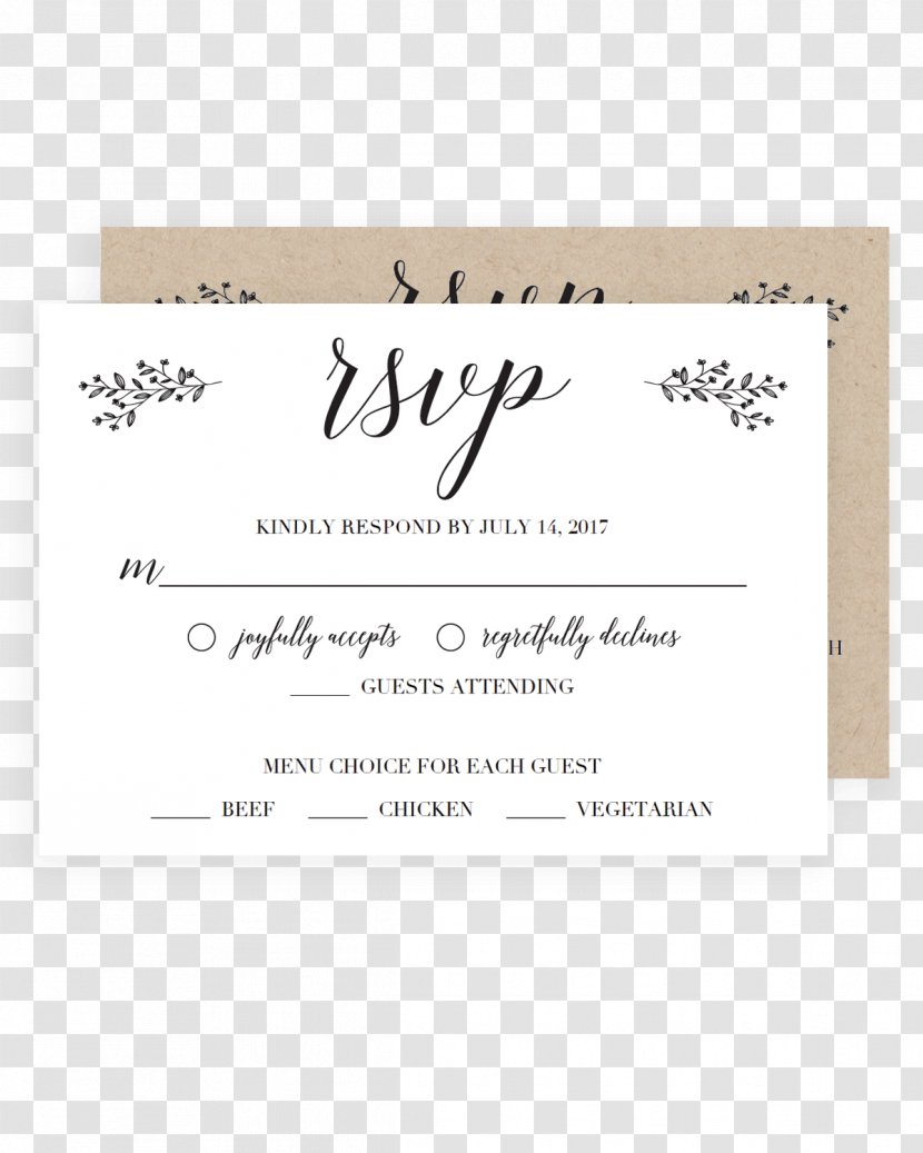 Wedding Invitation Paper RSVP Place Cards - Printing - Menu Card Transparent PNG