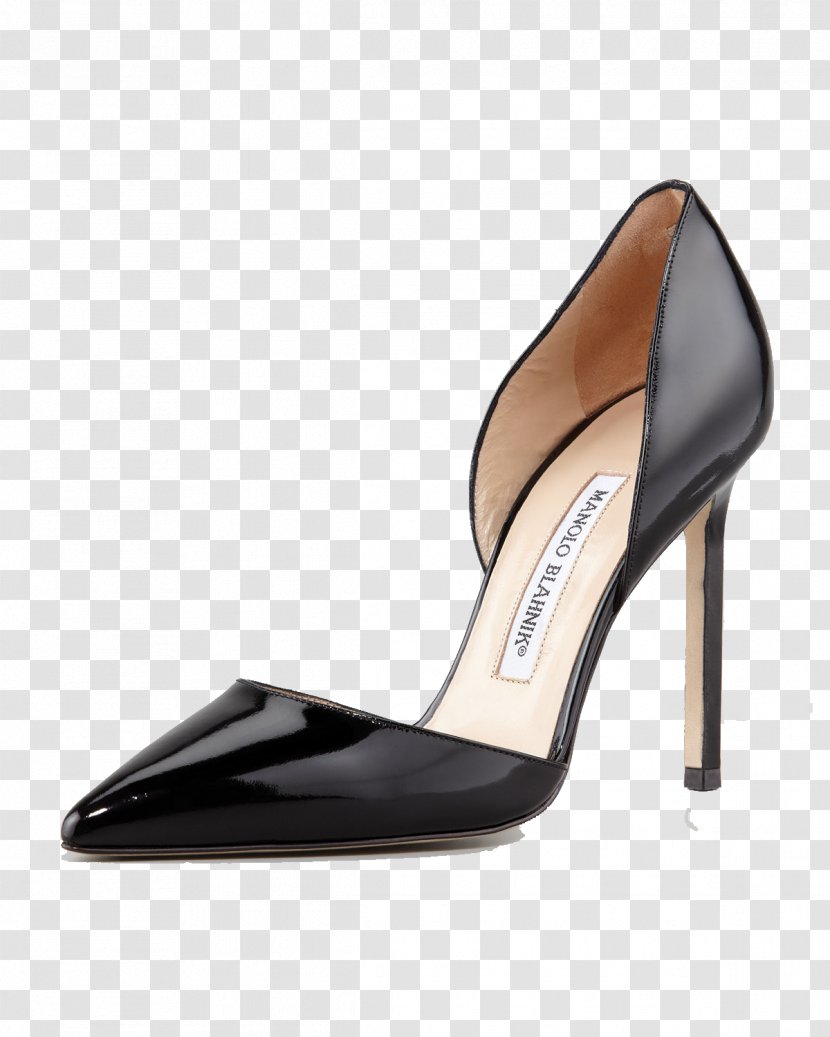 Court Shoe High-heeled Footwear Kitten Heel Sandal - Slingback - Black Shiny Brand Manolo Heels Transparent PNG