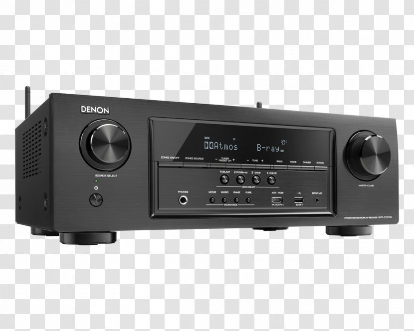 AV Receiver Denon Dolby Atmos 4K Resolution Audio - Stereo Amplifier - Wall Transparent PNG