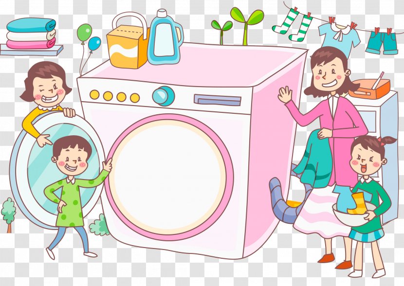 Washing Machine Laundry Clothing Clip Art - Silhouette - Cartoon Transparent PNG