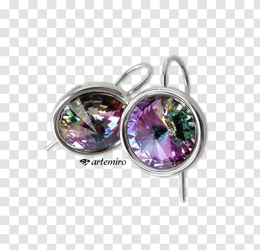 Amethyst Earring Body Jewellery Silver - Light Trails Transparent PNG