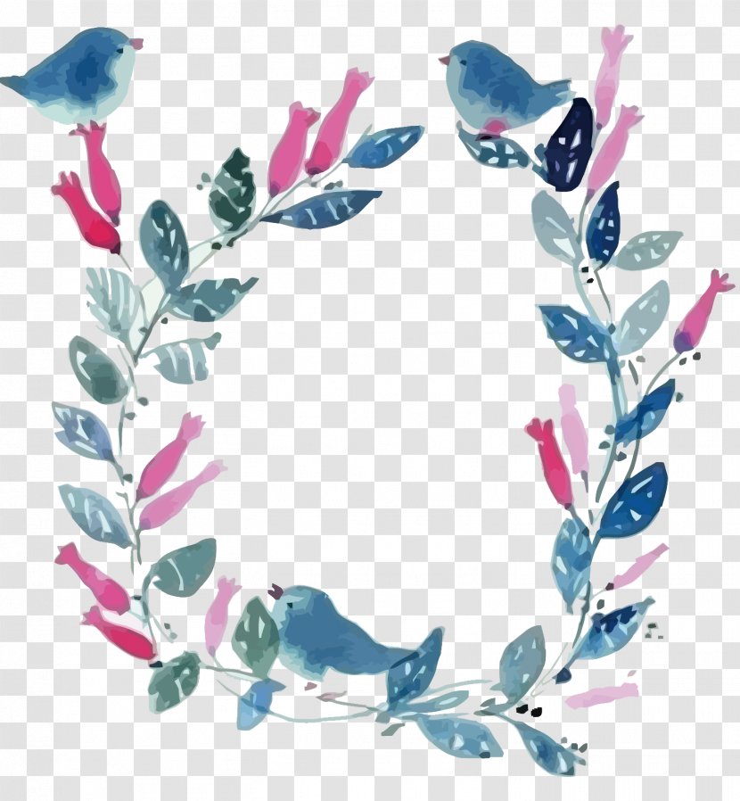 Flower Watercolor Painting - Product - Vector Bird And Leaf Borders Transparent PNG