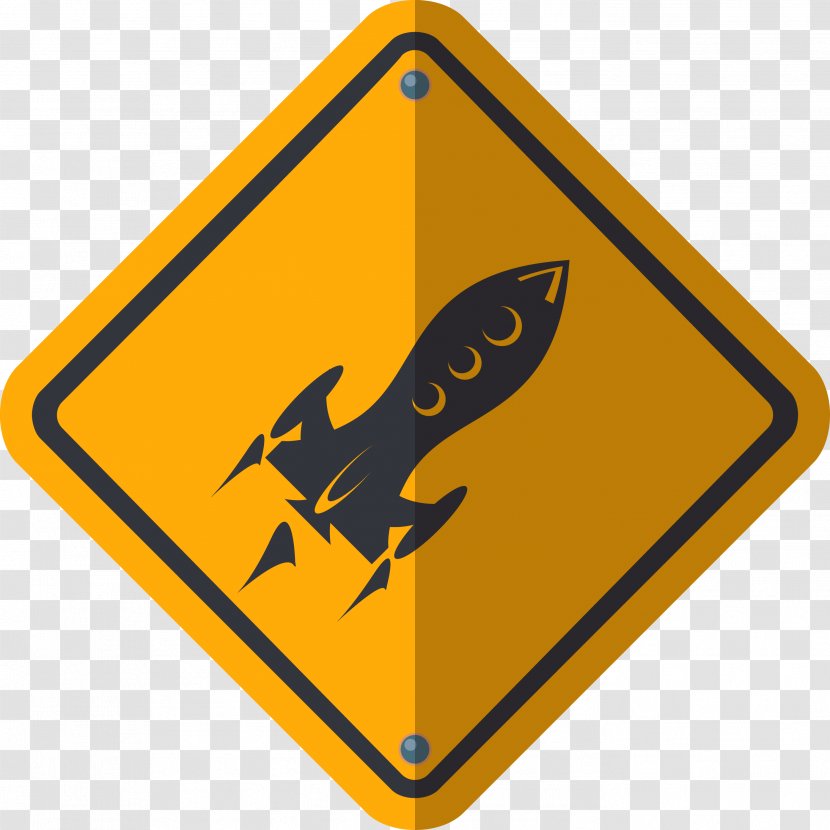 Rocket Dangerous Goods Logo Hazard - Traffic Sign - Cartoon Vector Transparent PNG