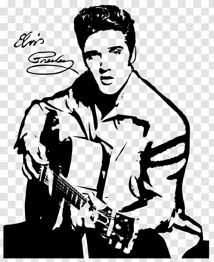 Elvis Presley Drawing Silhouette Black And White Clip Art - ELVIS Transparent PNG
