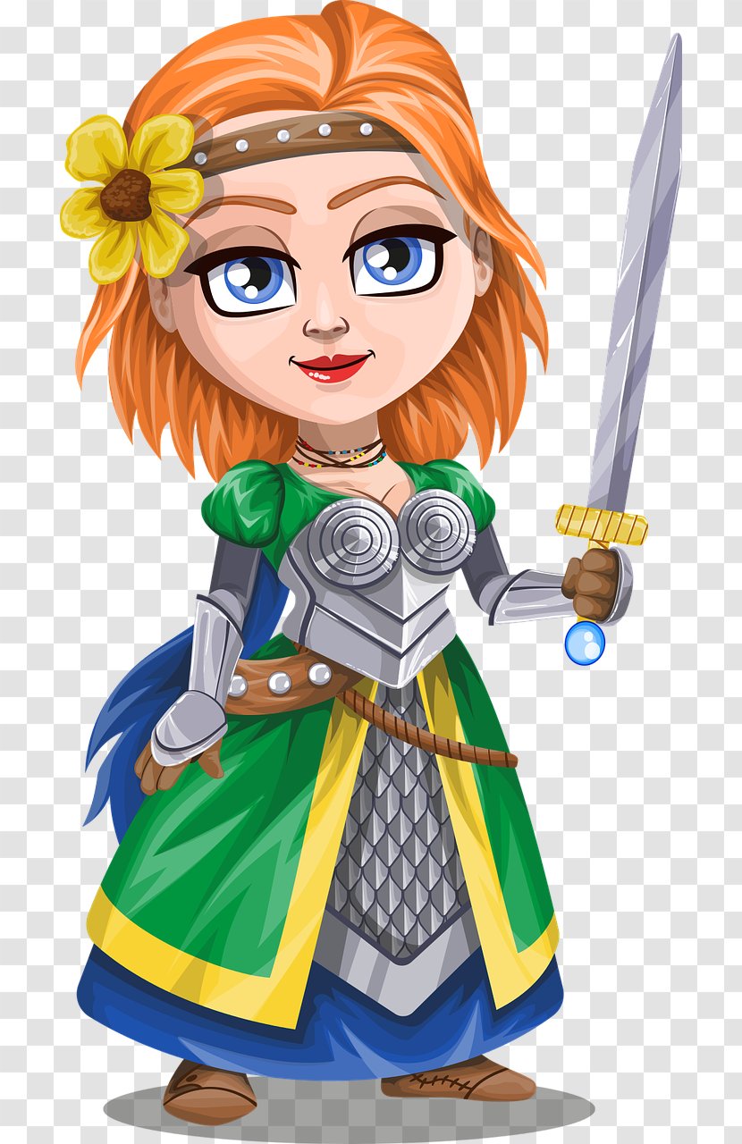 Knight Woman Clip Art - Mythical Creature - Ancient Lady Throwing Flowers Transparent PNG