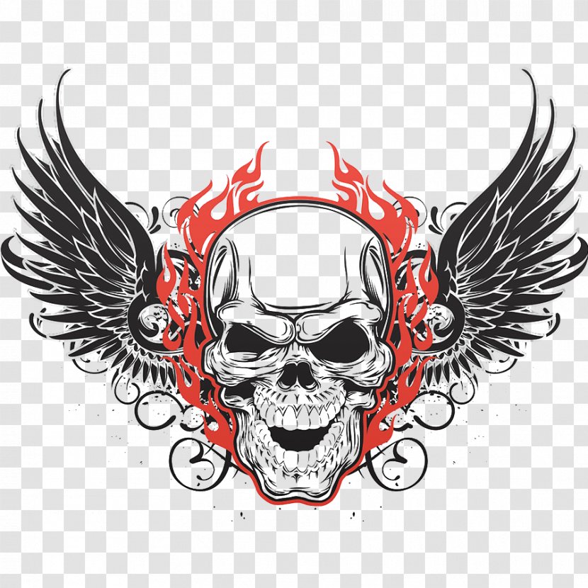 Human Skull Symbolism Wing Tattoo Art - Bone - Flying Skulls Transparent PNG