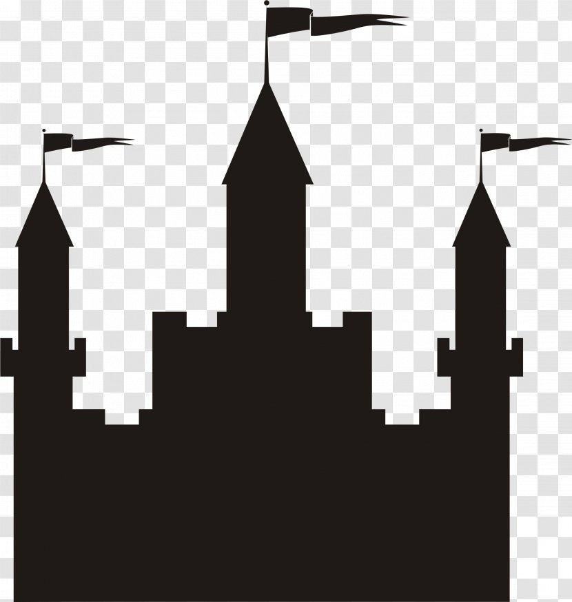 Castle Black And White Clip Art - Monochrome - Silhouettes Cliparts Transparent PNG