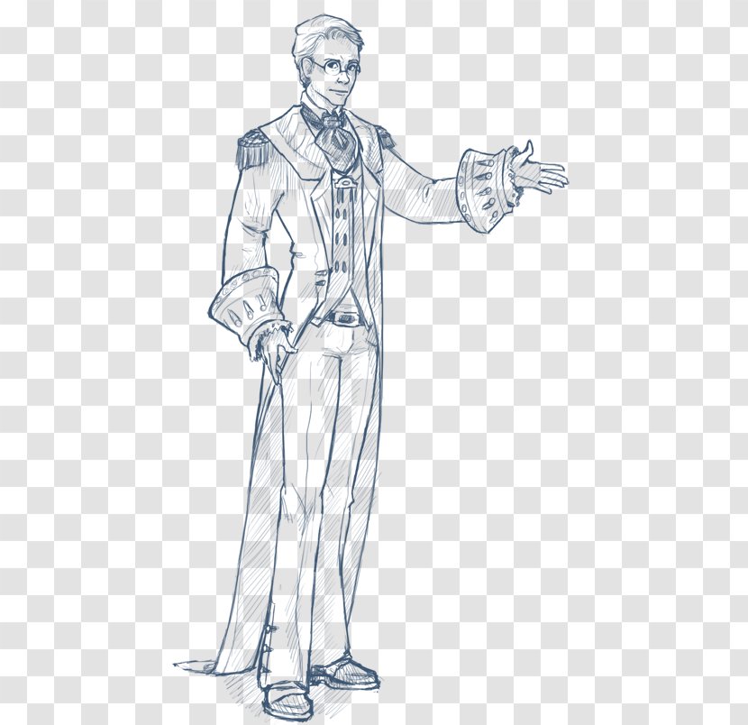 Finger Drawing Fashion Design Sketch - Gentleman - Painted Bees Transparent PNG