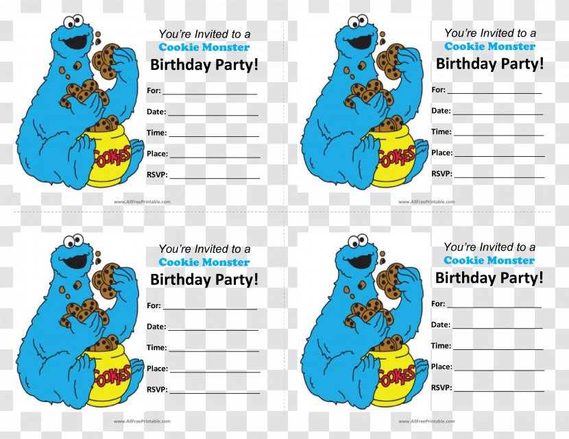 Happy Birthday, Cookie Monster Wedding Invitation Elmo Party - Area Transparent PNG