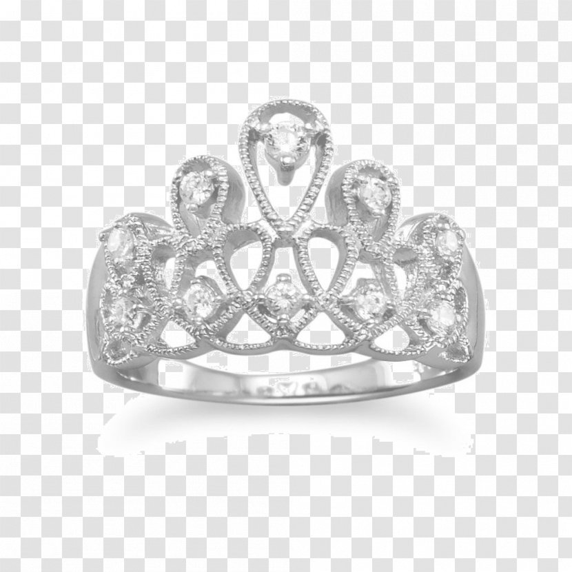 Ring Sterling Silver Cubic Zirconia Rhodium Tiara - Zirconium Dioxide Transparent PNG