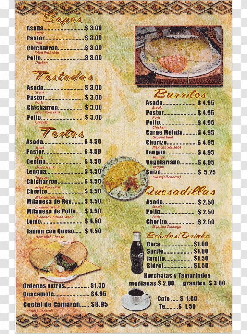 Mexican Cuisine Breakfast Spanish Menu - Dish Transparent PNG