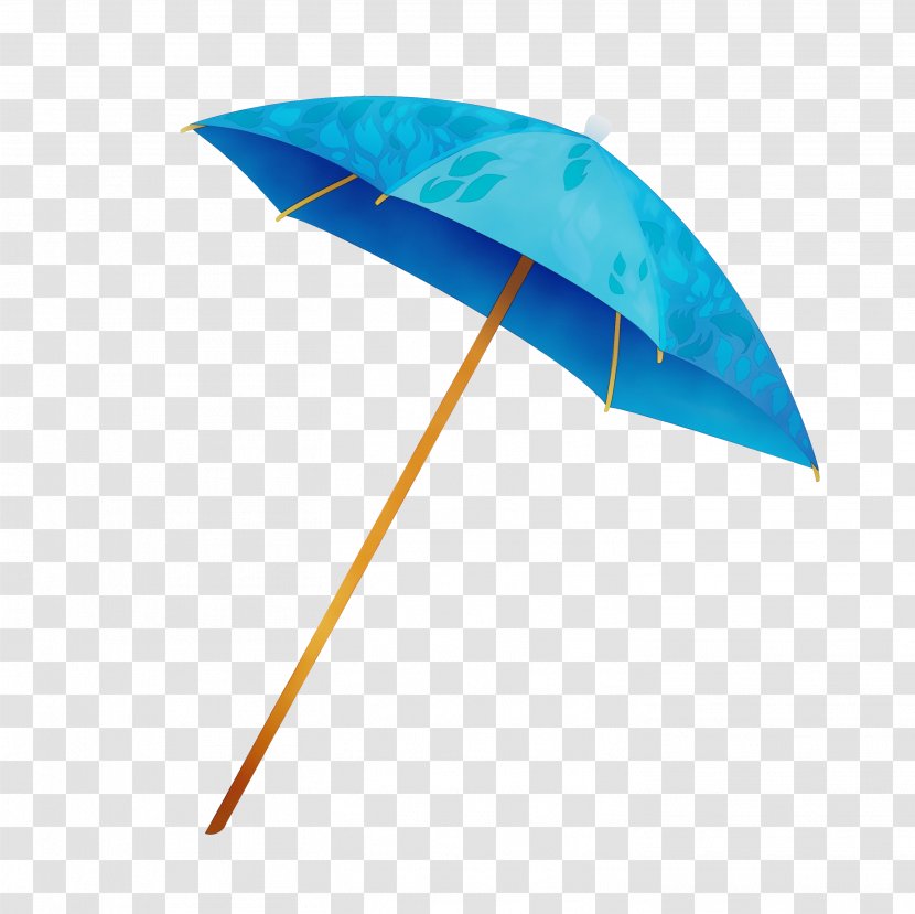 Watercolor Garden - Wet Ink - Umbrella Turquoise Transparent PNG