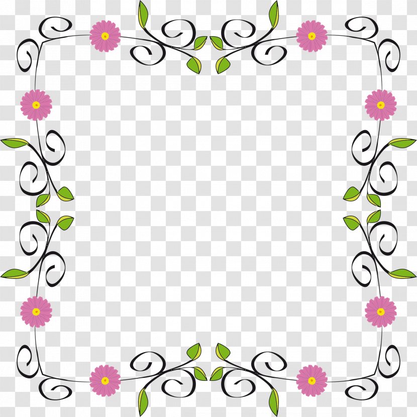 Flower Clip Art - Picture Frame - Floral Border Transparent PNG