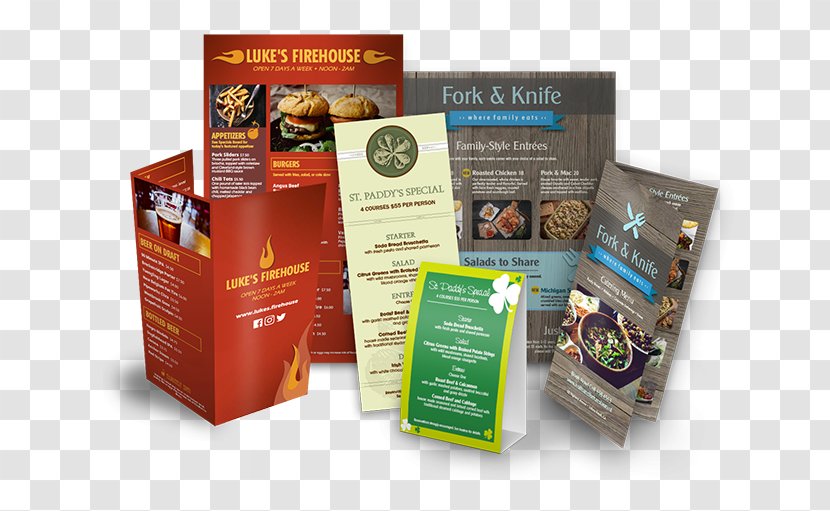 Menu Printing Restaurant Brochure - Service - Examples Transparent PNG