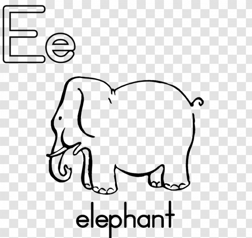 Coloring Book Letter Case Elephant Drawing - Cartoon - Açai Transparent PNG