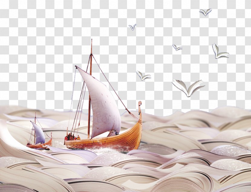 Sea Book - Flooring - Hand-painted Sailing Waves Books Transparent PNG