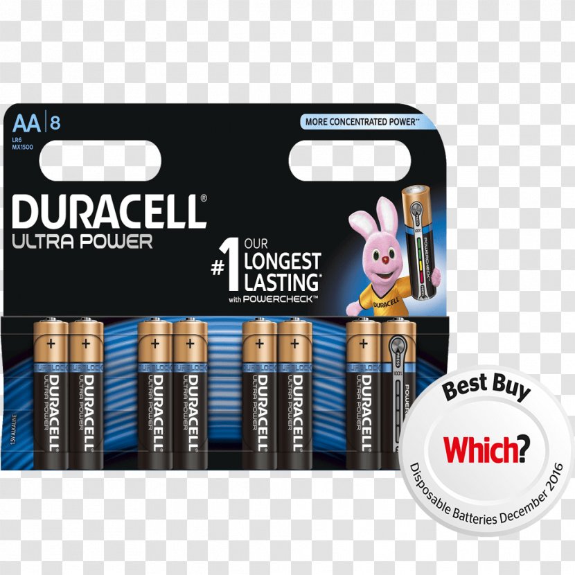 AA Battery Duracell Electric Alkaline Nine-volt - Power Supply Transparent PNG