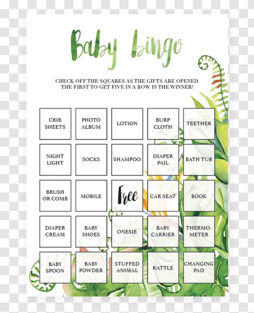 Unique Baby Shower Bingo Game Infant - Cards Collection，frame Transparent PNG