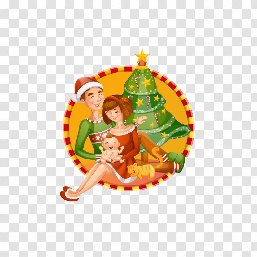 Christmas Ornament Illustration - Ifwe - Vector Cartoon Family Together For Transparent PNG