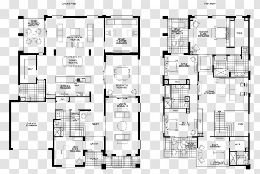 House Plan Storey Floor Bedroom - Garden Transparent PNG
