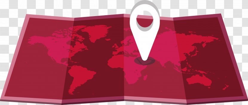 Brand Red - Magenta - Origami World Map Transparent PNG