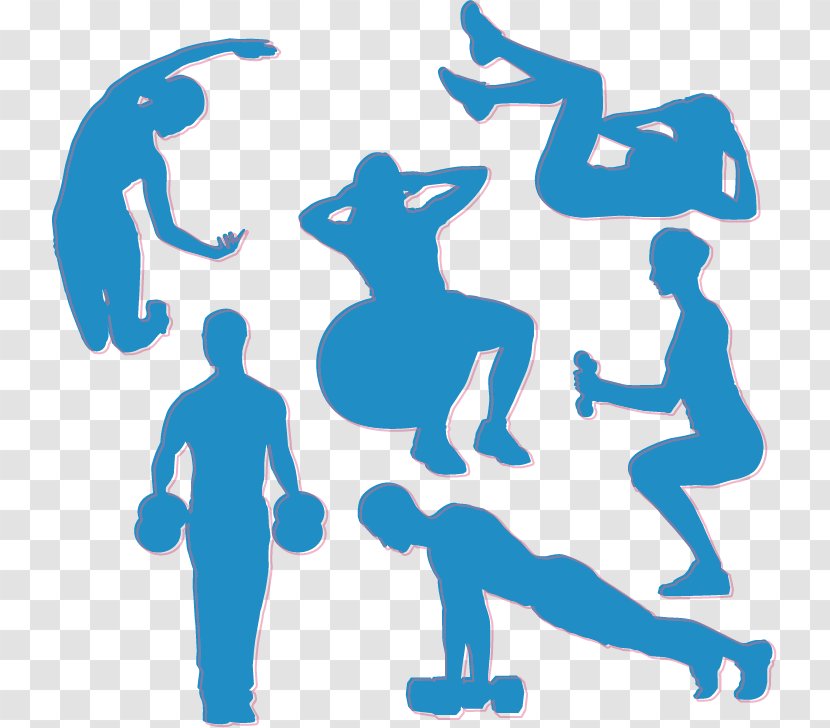 Silhouette Sport Download - Blue Fitness Figures Transparent PNG