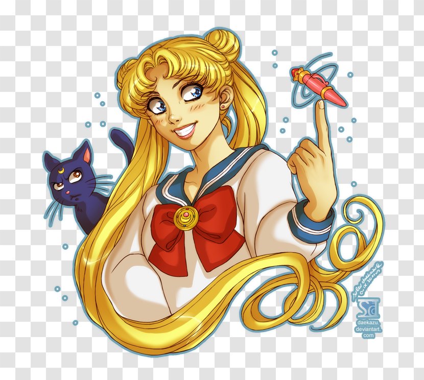 Sailor Moon Venus Mars Luna Chibiusa - Watercolor Transparent PNG