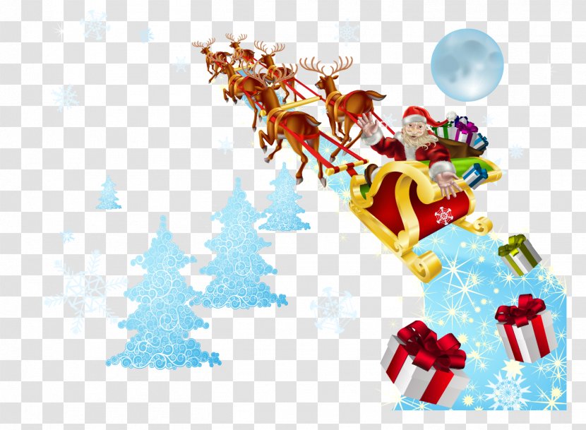 Santa Claus Reindeer Sled Christmas - Santas Slay - Vector Take Off Transparent PNG