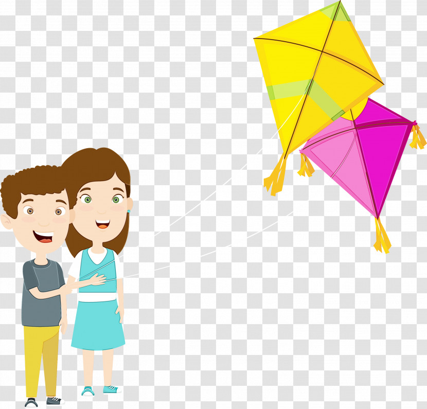Cartoon Kite Child Line Fun Transparent PNG