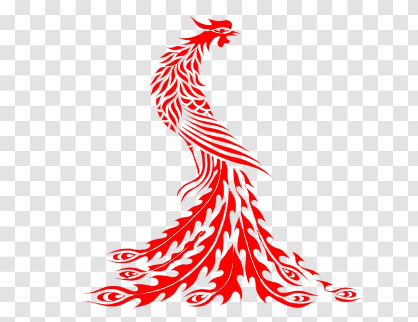 Fenghuang Bird - Papercutting - Red Phoenix Transparent PNG