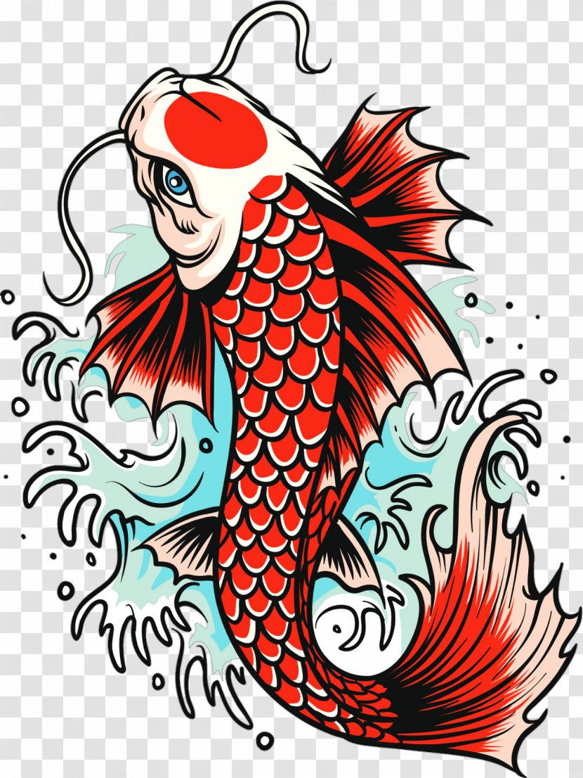 Koi Carp Goldfish Tattoo - Mythical Creature - Fish Transparent PNG