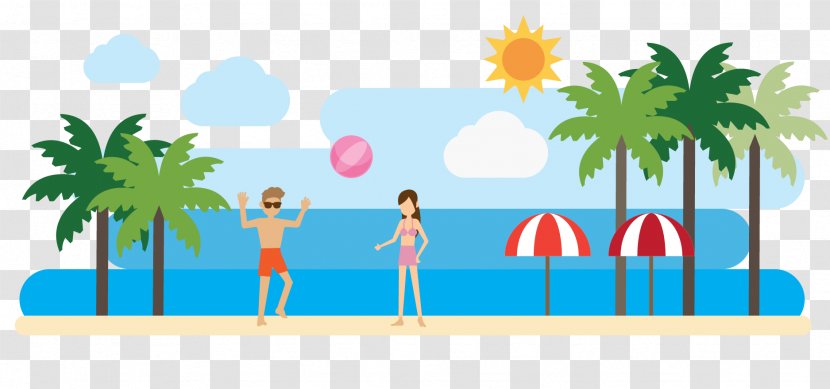 Infographic Illustration - Vacation - Vector Beautiful Palm Beach Transparent PNG