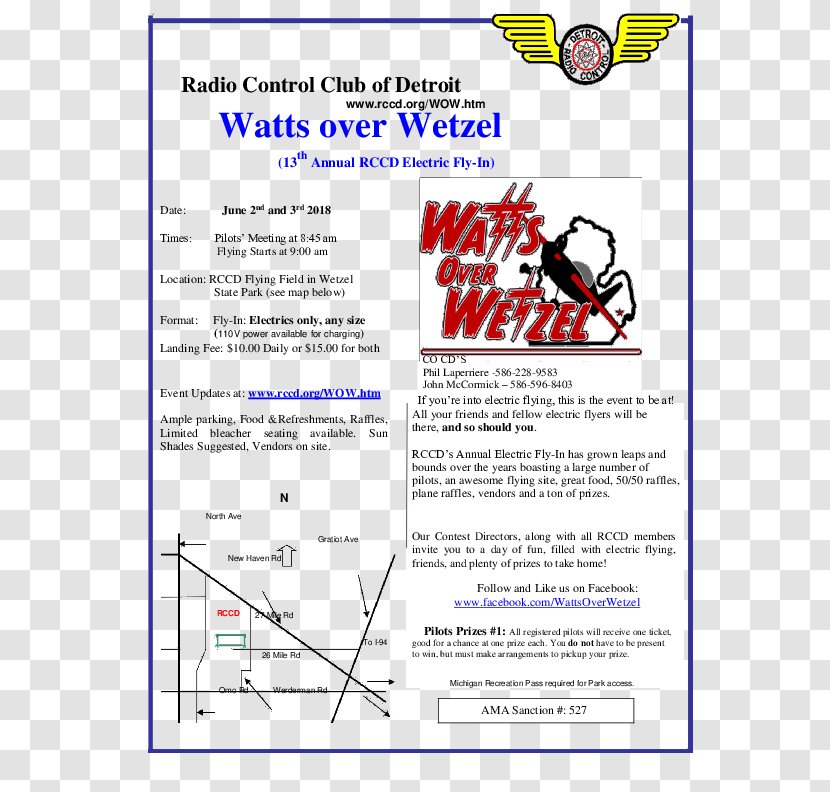 The Radio Control Club Of Detroit Wetzel State Recreation Park Skymaster Rc Inspire Theatre - Diagram - Sky Flyer Transparent PNG