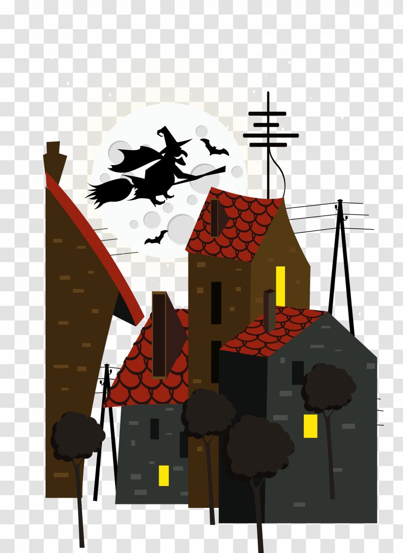 Halloween Boszorkxe1ny Illustration - Witch - Town Transparent PNG
