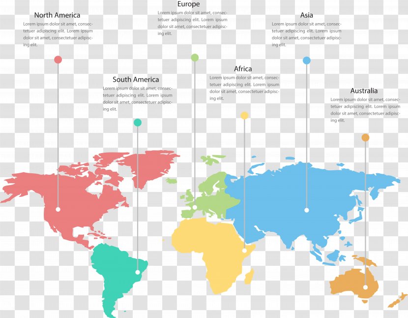 World Map Infographic - Color And Information Transparent PNG