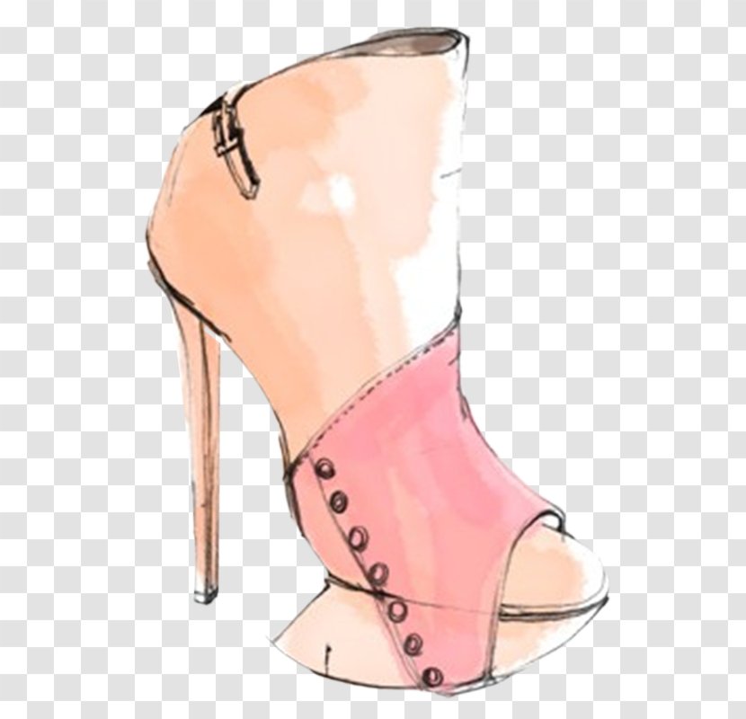 Pink High-heeled Footwear Shoe - Heart - Hand-drawn Illustration High Heels Transparent PNG