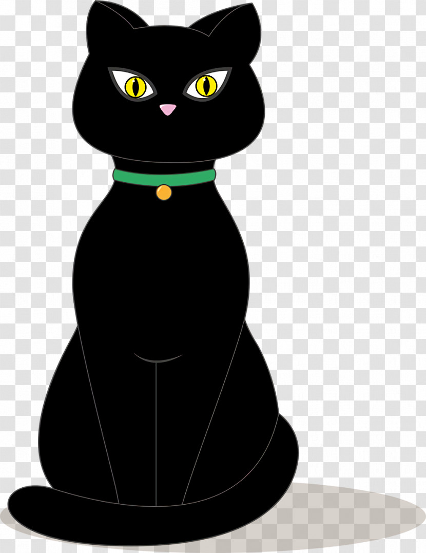 Black Cat Domestic Short-haired Cat Whiskers Cartoon American Shorthair Transparent PNG