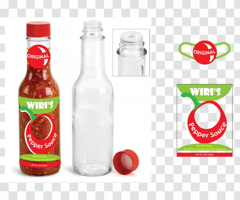 Glass Bottle Hot Sauce Chili Pepper - Beverage Industry - Label Transparent PNG