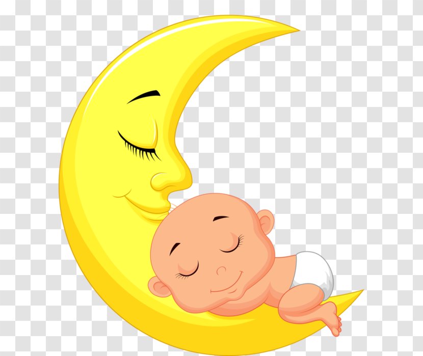 Infant Child - Sleep - Cartoon Moon With Baby Material Transparent PNG