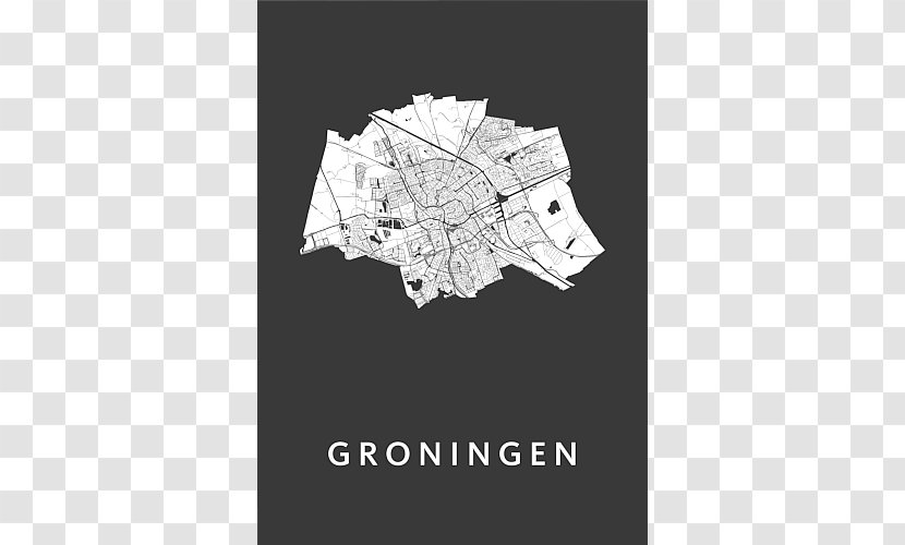 Groningen Map Kunst In Kaart Poster - World - A3 Transparent PNG