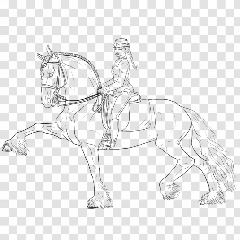 Friesian Horse Bridle Pony Line Art Sketch - Like Mammal - Tail Transparent PNG