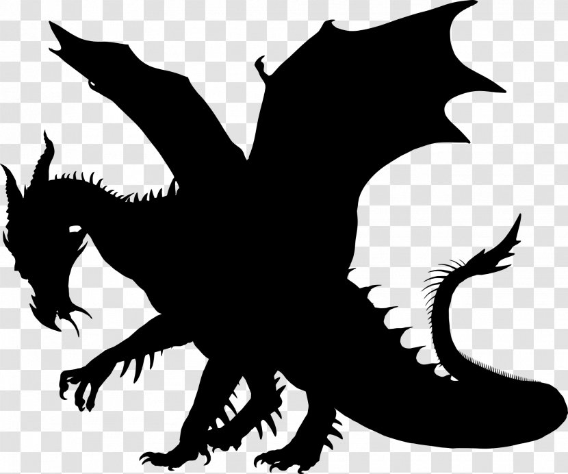 Dragon Drawing Silhouette Clip Art - Mythical Creature - Dark Transparent PNG