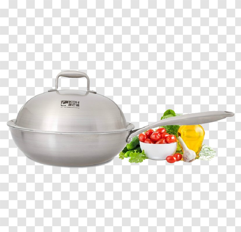 Wok Frying Pan Non-stick Surface Lid Stock Pot - Induction Cooking - Physical 30CM Transparent PNG