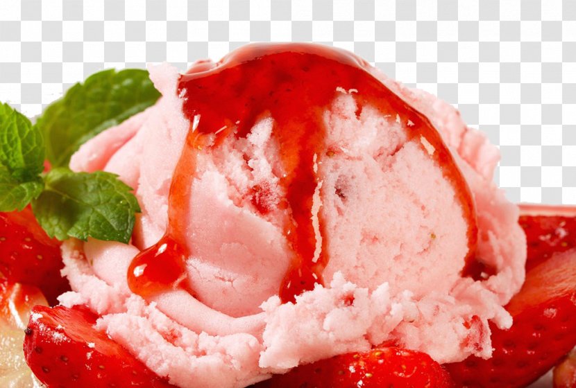 Strawberry Ice Cream Sundae - Sorbet - Balls HD Clips Transparent PNG