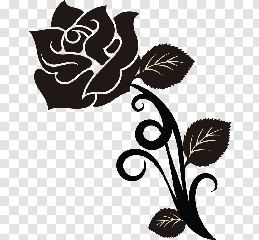 Black And White Flower - Rose Family - Silhouette Pedicel Transparent PNG