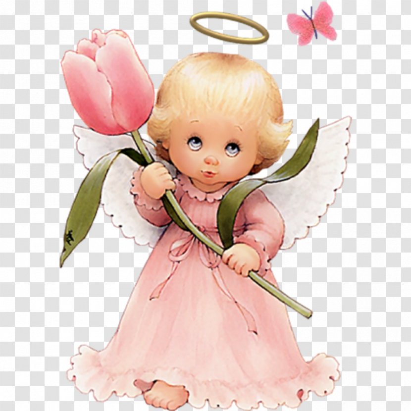 Angel Pink Cartoon Figurine Doll - Plant Cut Flowers Transparent PNG