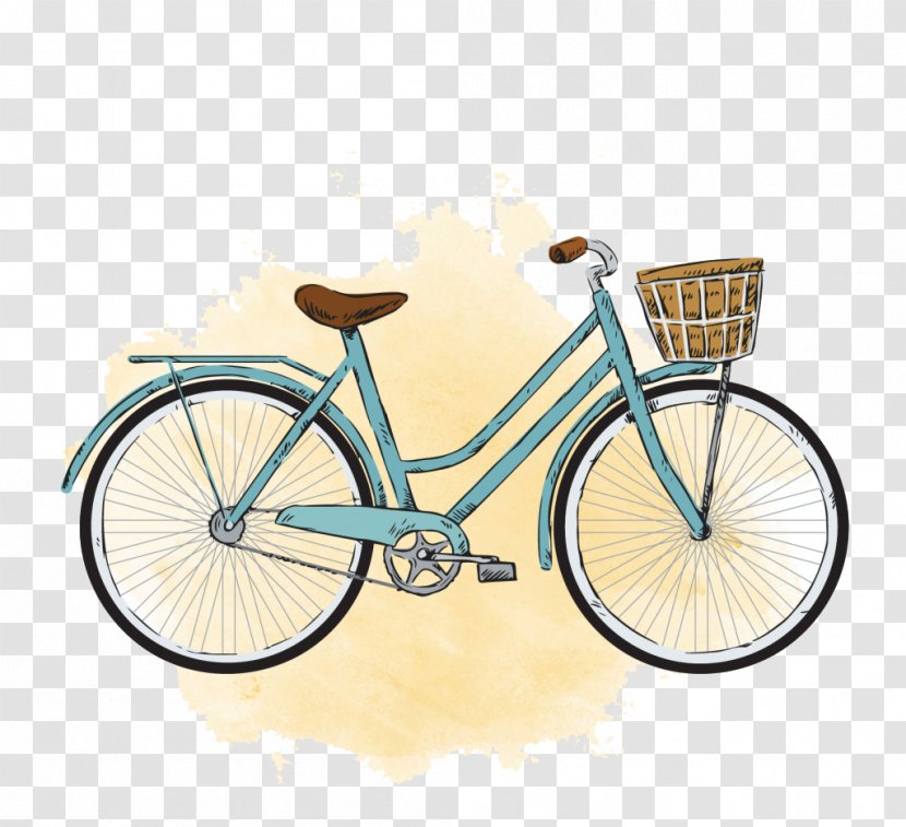 City Bicycle Watercolor Painting Vintage Clothing - Hybrid - Cartoon Transparent PNG