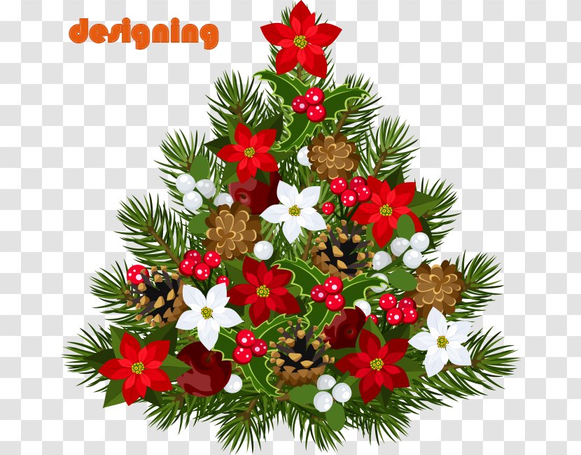 Christmas Tree Santa Claus Decoration - Floristry - Flowers Decorate The Transparent PNG